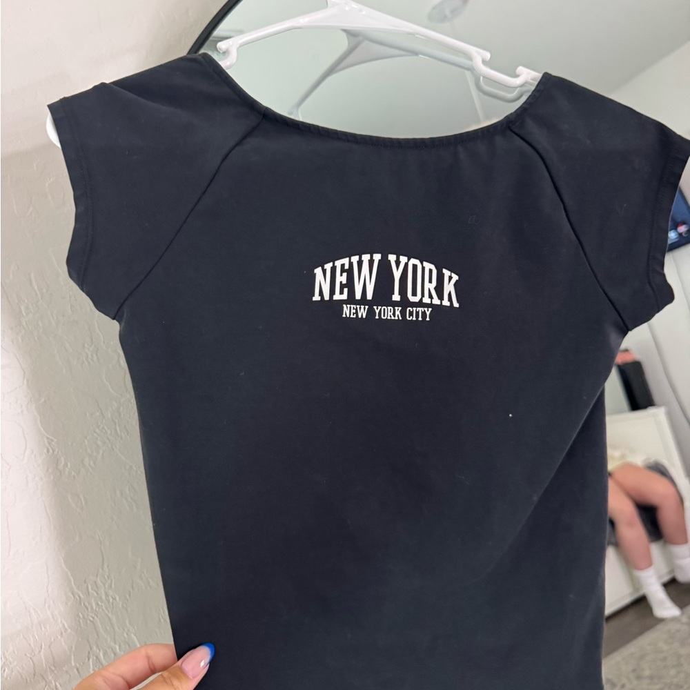 Forever 21 Black Fitted Cap Sleeve Tee